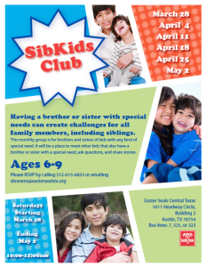 SibKids Club (sibling support group for kids ages 6-9) @ Easter Seals | Austin | Texas | United States