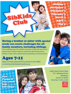 SibKids Club (sibling support group for kids ages 7-11) @ Easter Seals | Austin | Texas | United States