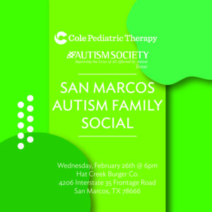 San Marcos Autism Family Social @ Hat Creek Burgers