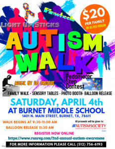 (Canceled)- 2nd Annual Autism Awareness Walk in Burnet, TX @ Burnet Middle School Gym