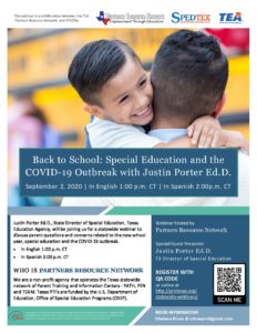 Partners Resource Network: Back to School Webinar @ Zoom