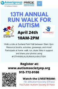 13th Annual Run Walk for Autism @ Autism Society of Texas - El Paso