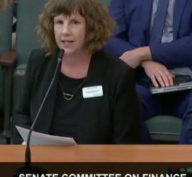 Jacquie testifying at the Senate Committee on Finance