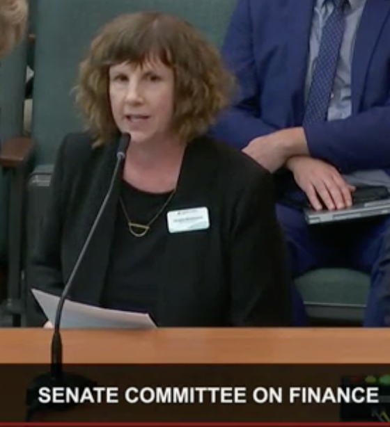 Jacquie testifying at the Senate Committee on Finance